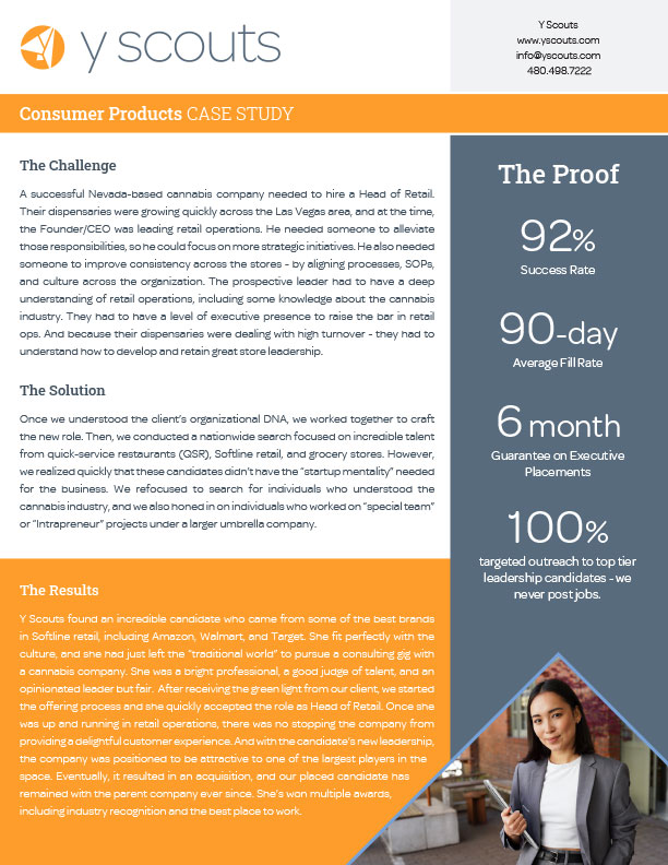 y scouts consumer products case study