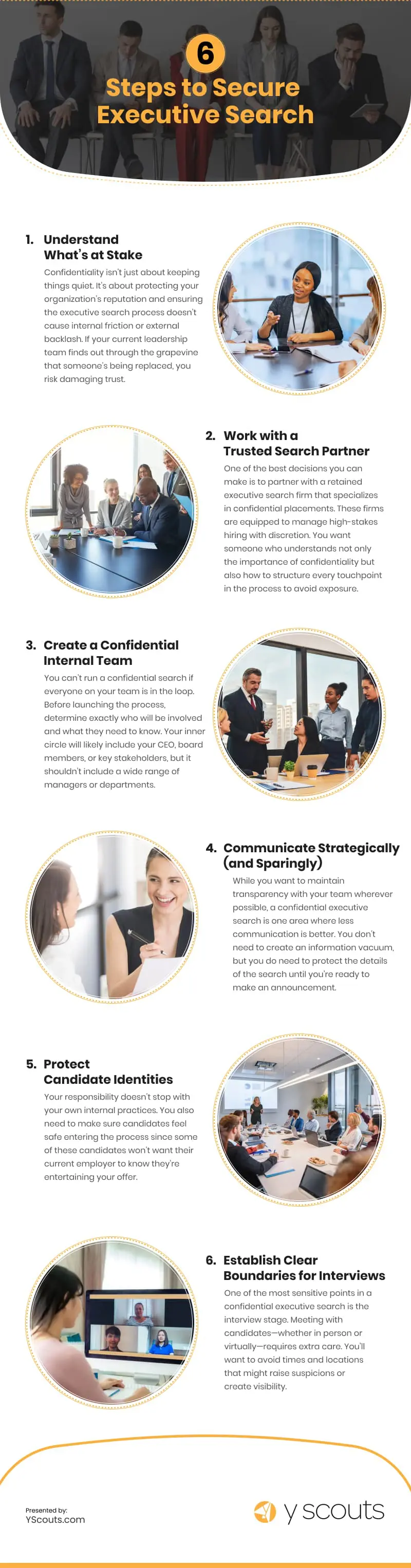 6 Steps to Secure Executive Search Infographic