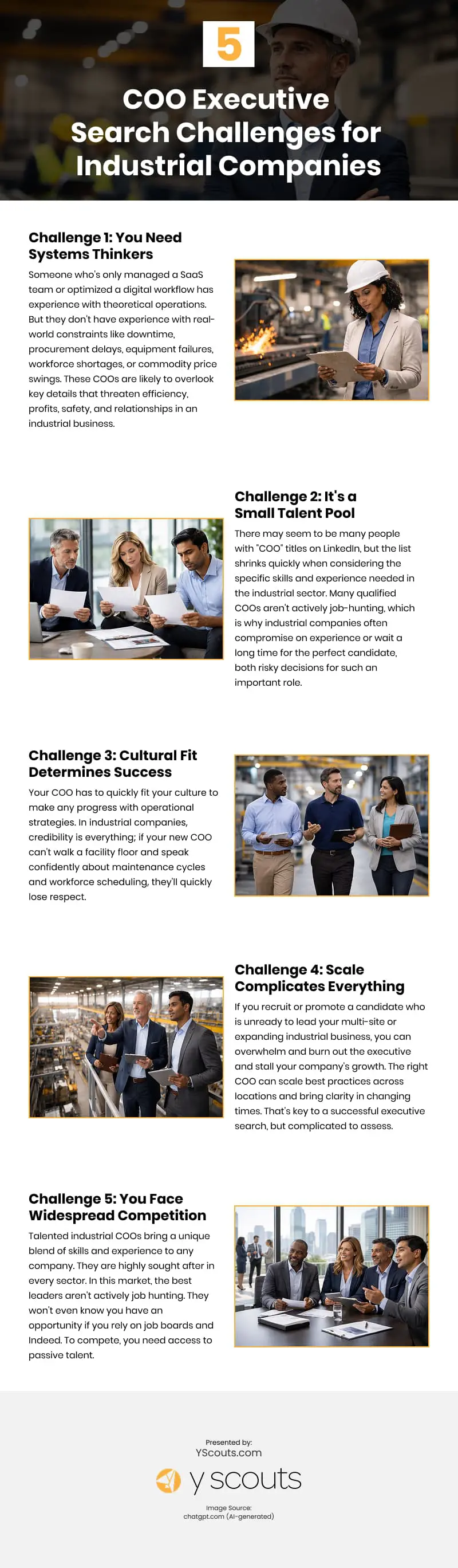 5 COO Executive Search Challenges for Industrial Companies Infographic 5 COO Executive Search Challenges for Industrial Companies Infographic