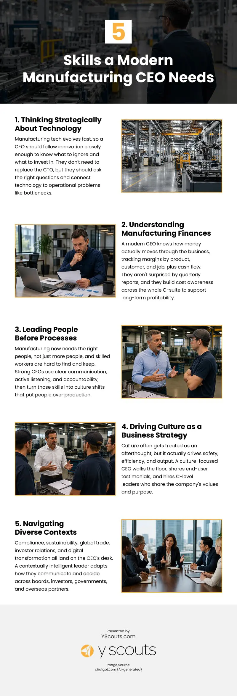 5 Skills a Modern Manufacturing CEO Needs Infographic